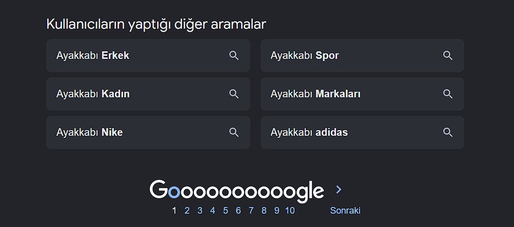 Kullanıcıların Yaptığı Diğer Aramalar Nedir?